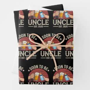 Bald Onkel 2026 Retro Schwangerschaftsankündigung Geschenkpapier Set