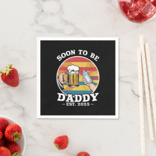 Bald Papa 2025 Erster Papa 2025 Retro Serviette