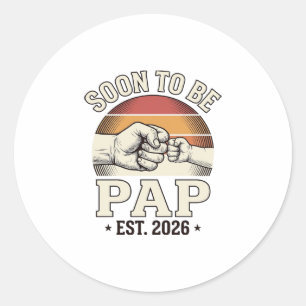 Bald Papa 2026 Vintage Baby Fist Bump Design_ Runder Aufkleber