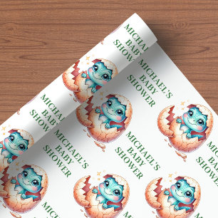 Bald Schlüpfend Baby Shower Geschenkpapier Dino Th