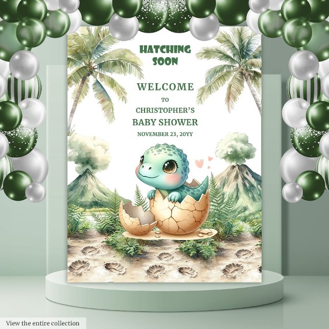 Bald schnelles Baby Dusche Hintergrund Blue Dino Wandteppich (Hatching Soon Baby Shower Backdrop Blue Dino)