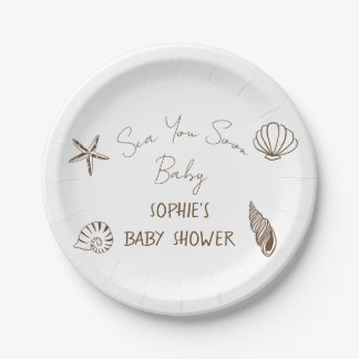 Bald sehen wir dich wieder, Baby - Strand-Baby-Par Pappteller