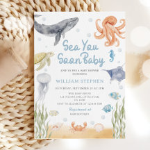 Bald sehen wir uns, Baby - Ozean-Tiere Baby Shower