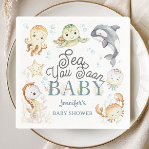 Bald sehen wir uns Baby-Party Ozean Geschlechtsneu Serviette