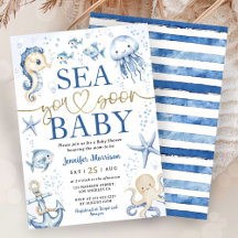 Bald sehen wir uns Baby Shower Junge Navy Blau Oze