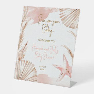 Bald sehen wir uns Baby Shower Podest Schild