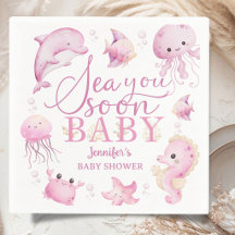 Bald sehen wir uns, Baby Shower Rosa Ozean Mädchen
