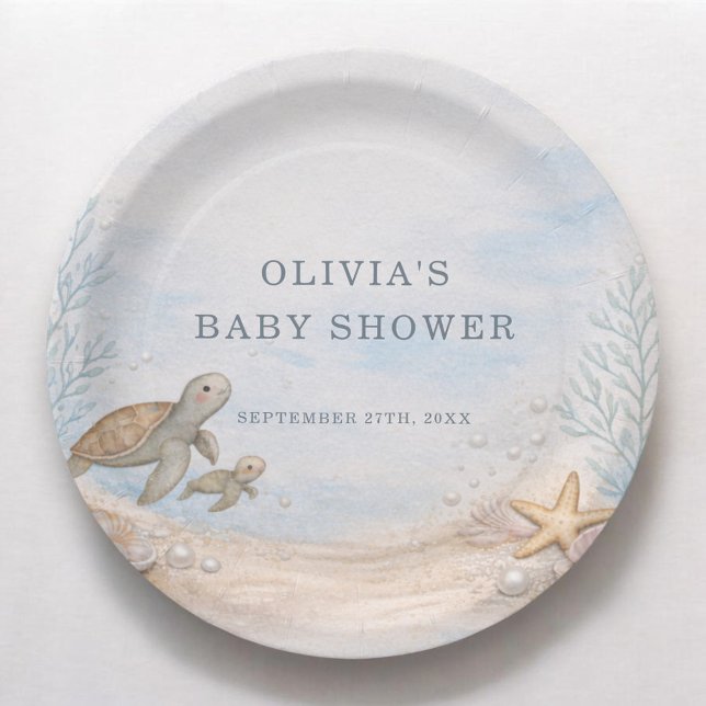 Bald sehen wir uns, Meeres-Baby-Party Pappteller (Von Creator hochgeladen)