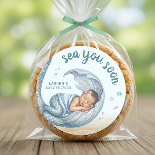 Bald sehen wir uns Meerjungfrau-Baby-Party Runder Aufkleber