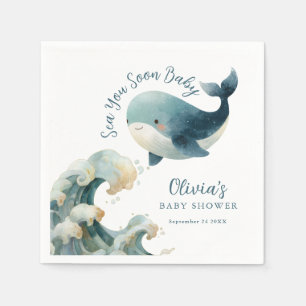 Bald sehen wir uns Wal Ozean Weiße Babyparty Serviette
