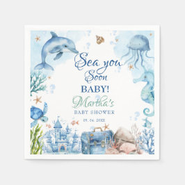 Bald sehen wir uns wieder Muschel-Baby-Party Serviette