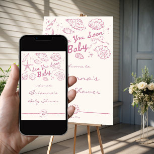 Bald sehen wir uns wieder Muscheln Baby Shower Wil Poster