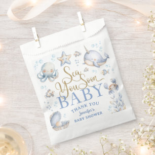 Bald sehen wir uns wieder Ozean-Baby-Party Junge B Geschenktütchen