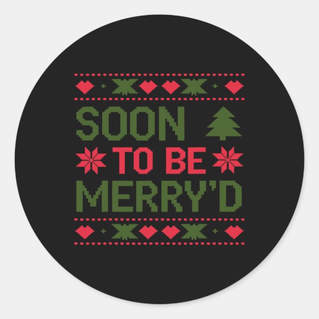 Bald, um fröhlich zu sein Verlobten Paare Weihnach Runder Aufkleber (Vorderseite)