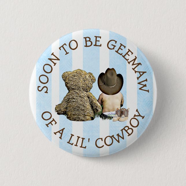 Bald, um Grieß ein Lil Cowboy Button (Vorderseite)