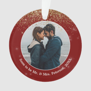 Bald, um Mr. & Mrs. Verlobt Foto Weihnachten Ornament