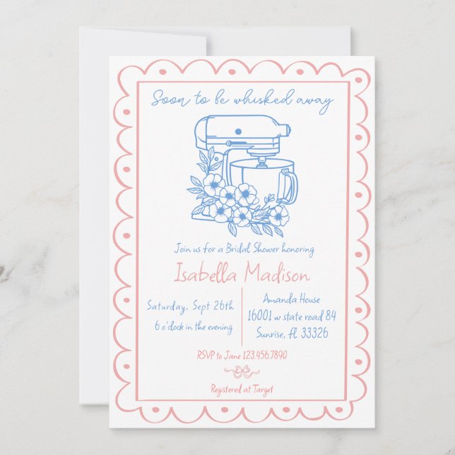 Bald, um von Hand gezogenes Brautparty wegzuflüste Einladung (Vorderseite)