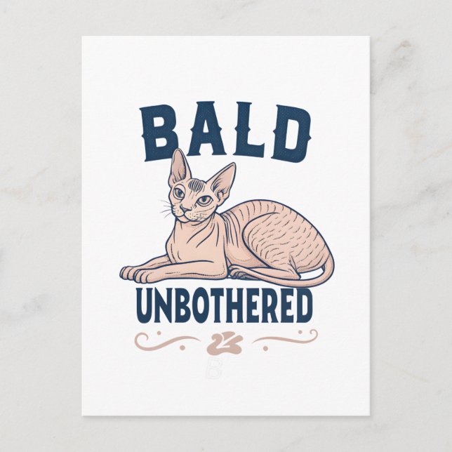 Bald Unbothered Sphynx Cat Graphic Art Postkarte (Vorderseite)