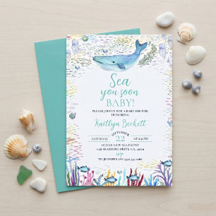 Bald unter dem Meer auf Wiedersehen Baby-Party Einladung