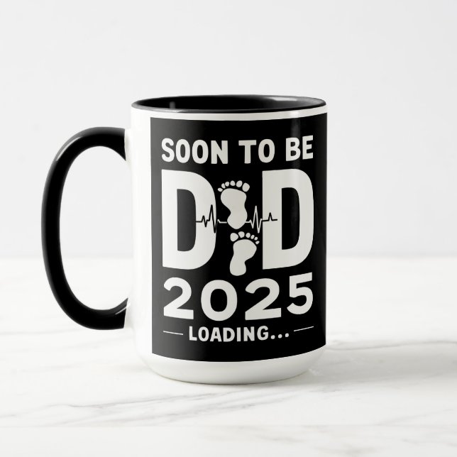 Bald Vater nach 2025 neuer Papa zu sein Tasse (Links)