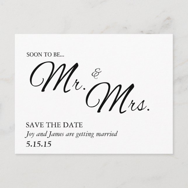 Bald werden Mr & Mrs Save the Date Postcard Ankündigungspostkarte (Vorderseite)