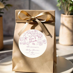 Bald wieder sehen Muschelmädchen Baby Shower Favor Runder Aufkleber