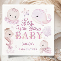 Bald wiedersehen Baby Shower Mädchen Rosa Ozean
