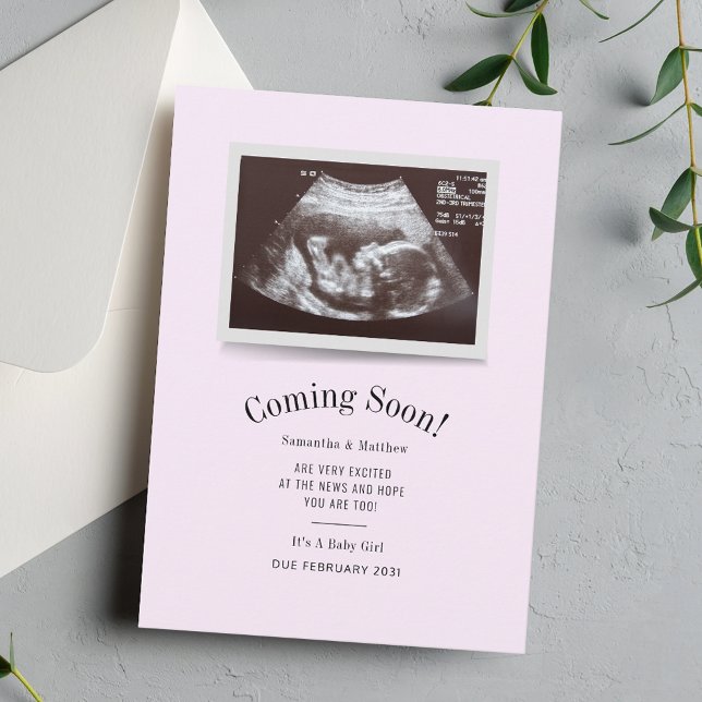 Bald wird die Ankündigung von Ultrasund Foto Schwa (Pregnancy Announcement Baby Sonogram Scan Custom Card)