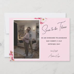 Bald wird drei Foto Schwangerschaft Ankündigung