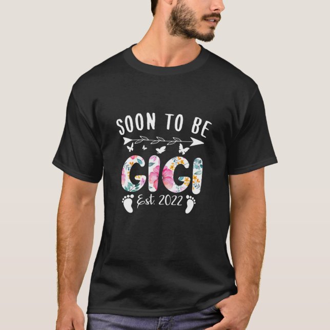 Bald wird Gigi Anfang 2022 florale neue Oma Mutter T-Shirt (Vorderseite)