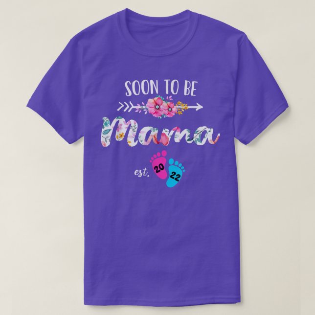 Bald wird Mama Est 2022 florale neue Großmutter Mu T-Shirt (Design vorne)