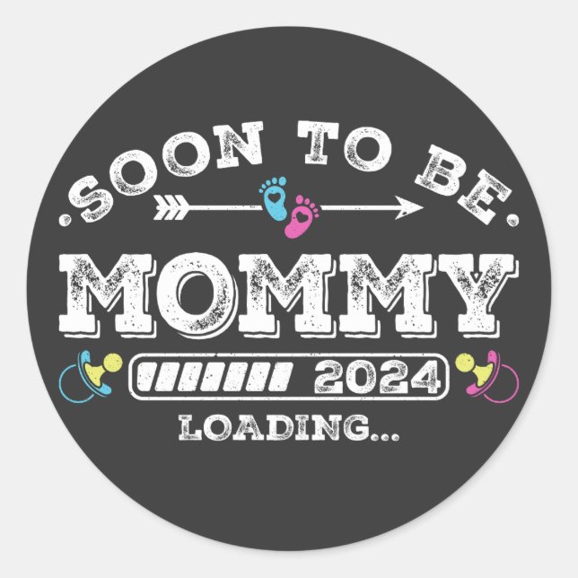 Bald wird Mommy 2024 Ladung Runder Aufkleber (Vorderseite)