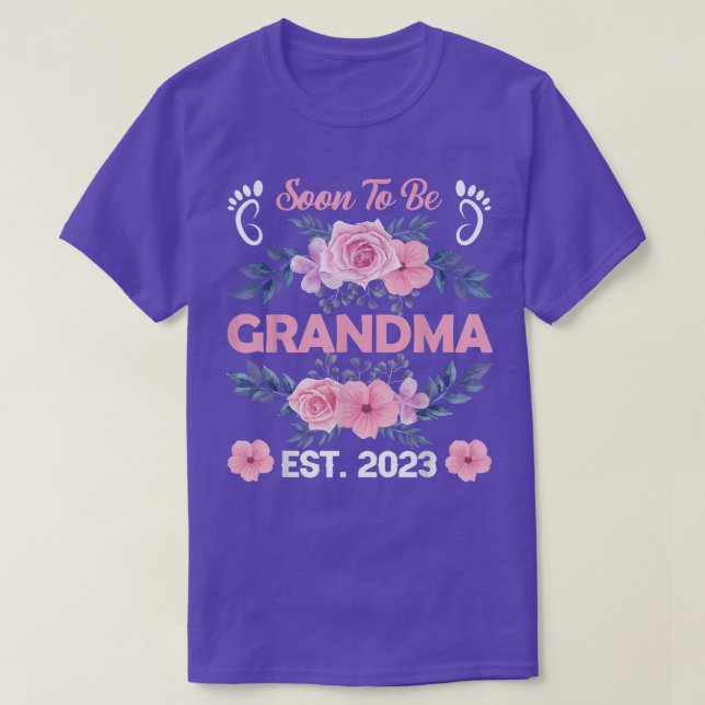 Bald wird Oma Est 2023 Schwangerschaftsankündigung T-Shirt (Design vorne)