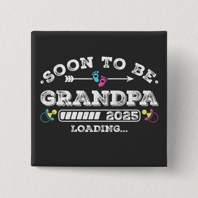 Bald wird Opa 2025 Loading Square Button (Vorderseite)