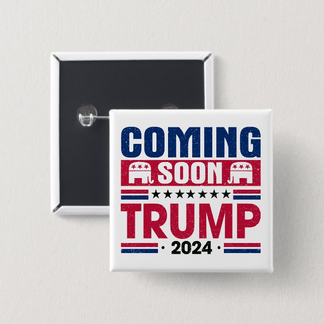 Bald wird Trump 2024 Präsident Button (Vorne & Hinten)