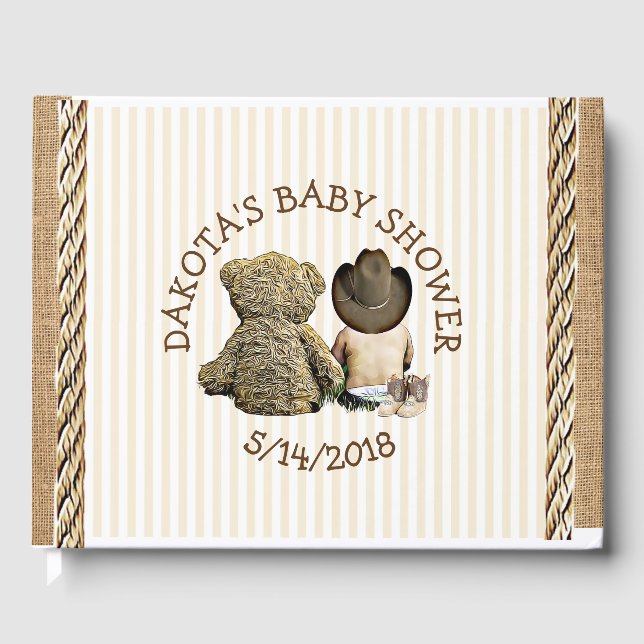 Bald zu b Lil "Cowboy Baby Shower Guestbook Gästebuch (Vorderseite)