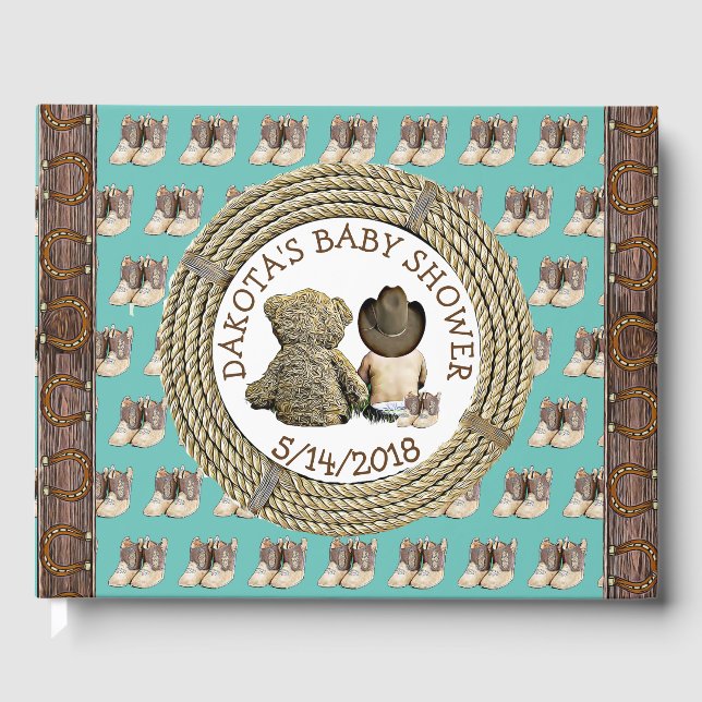 Bald zu b Lil "Cowboy Baby Shower Guestbook Gästebuch (Vorderseite)