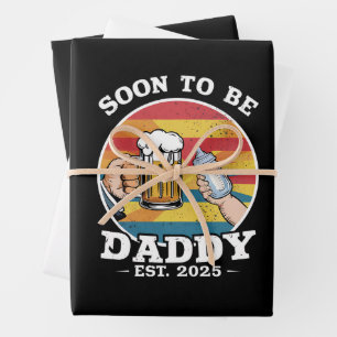 Bald zu Daddy 2025 erste Daddy 2025 Retro Geschenkpapier Set