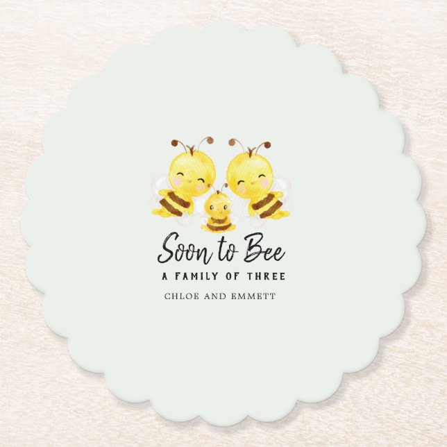 Bald zu einer Familie von drei Baby Dusche Custom. Untersetzer (Vorderseite)