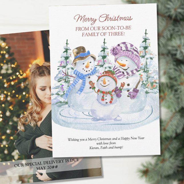 Bald zu Familie von 3 frohen Snowmen Schwangerscha Ankündigung (Von Creator hochgeladen)