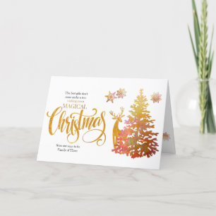 Bald zu Familie von drei Gold Weihnachtsbaum zu se Feiertagskarte