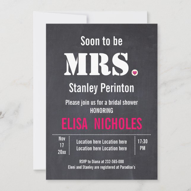 Bald zu Mrs. typography wedding Brautparty Einladung (Vorderseite)