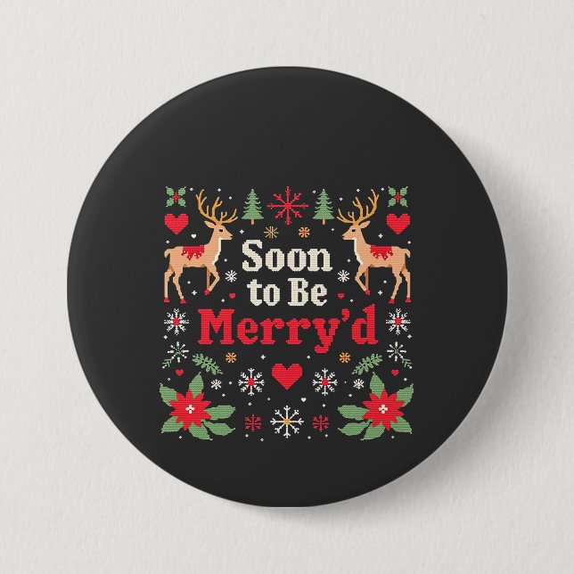Bald zu sein fröhlich'd Funny Weihnachtskaffees Button (Vorderseite)