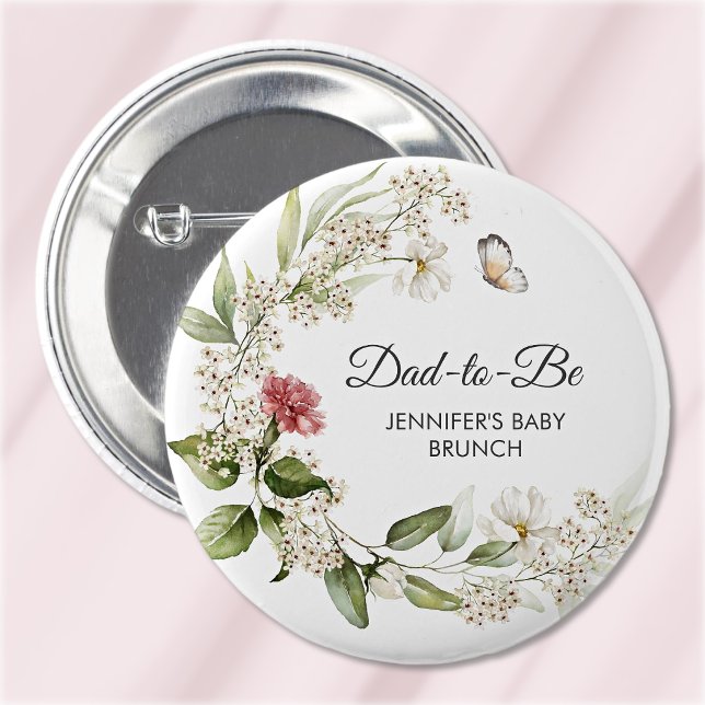 Bald-zu-Werdender Rosa Nelke Mädchen Baby Shower/B Button (Von Creator hochgeladen)