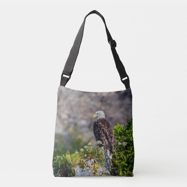 Baldadler auf dem Felsen Tragetaschen Mit Langen Trägern (Vorderseite)