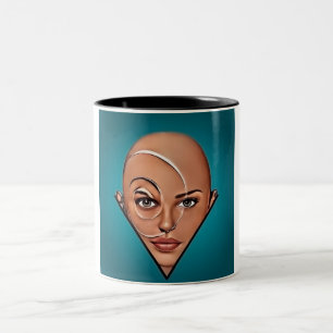 Balde Frau. Moderne Kunst Zweifarbige Tasse