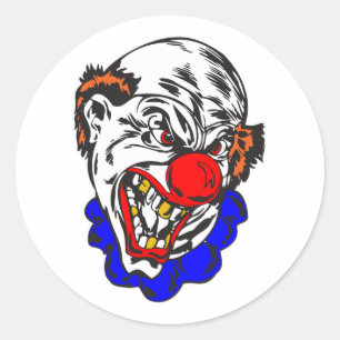 baldiger böser Clown Runder Aufkleber