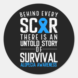 Baldness Hair Loss Blue Ribbon Alopecia Areata Awa Runder Aufkleber