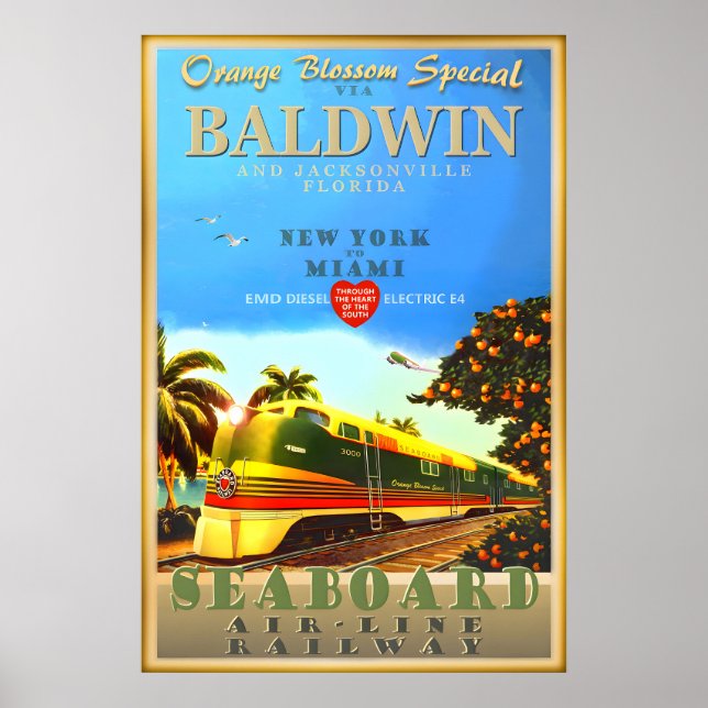 Baldwin Florida Orange Blossom Special Train Art Poster (Vorne)