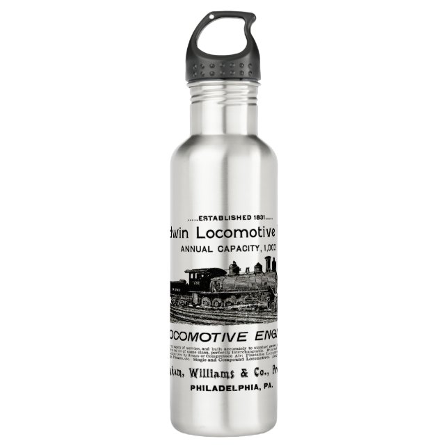 Baldwin Locomotive Works 1895    Edelstahlflasche (Vorderseite)
